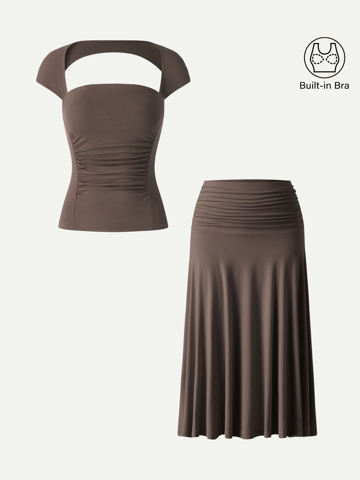 Set 2 Pezzi: Top Schiena Scoperta e Gonna Midi