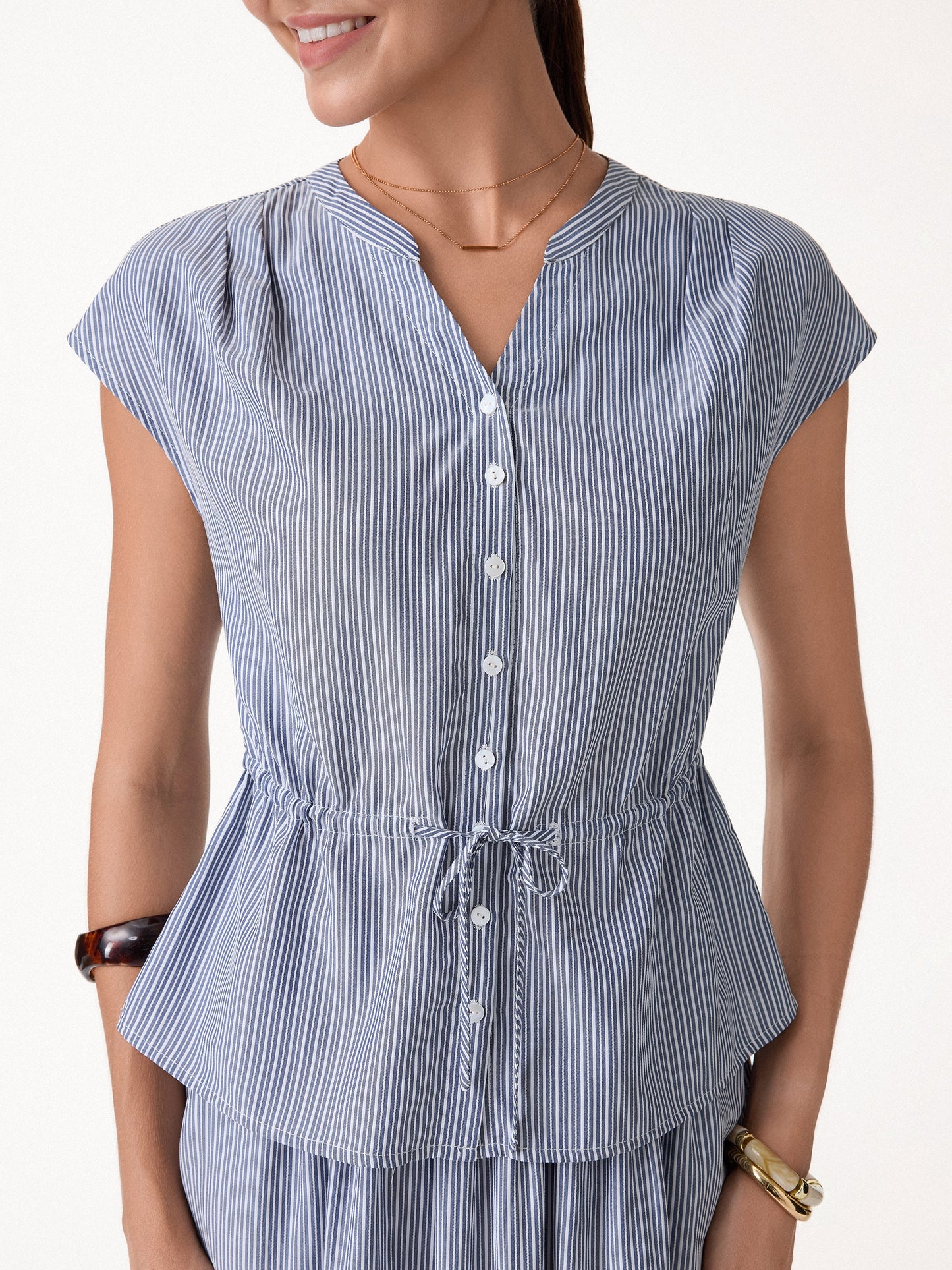 Set 2 Pezzi: Camicia in Popeline e Gonna Midi