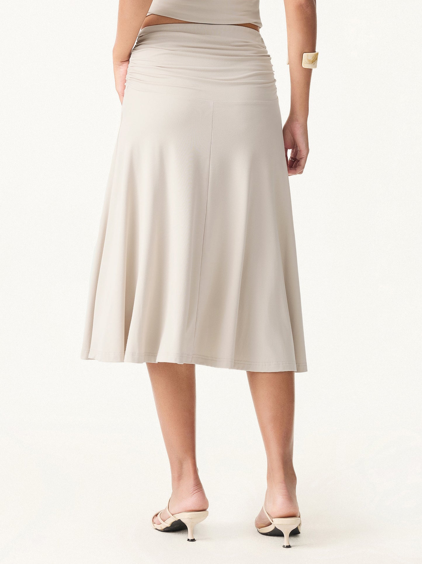 Set 2 Pezzi: Top Halter e Gonna Midi a Trapezio