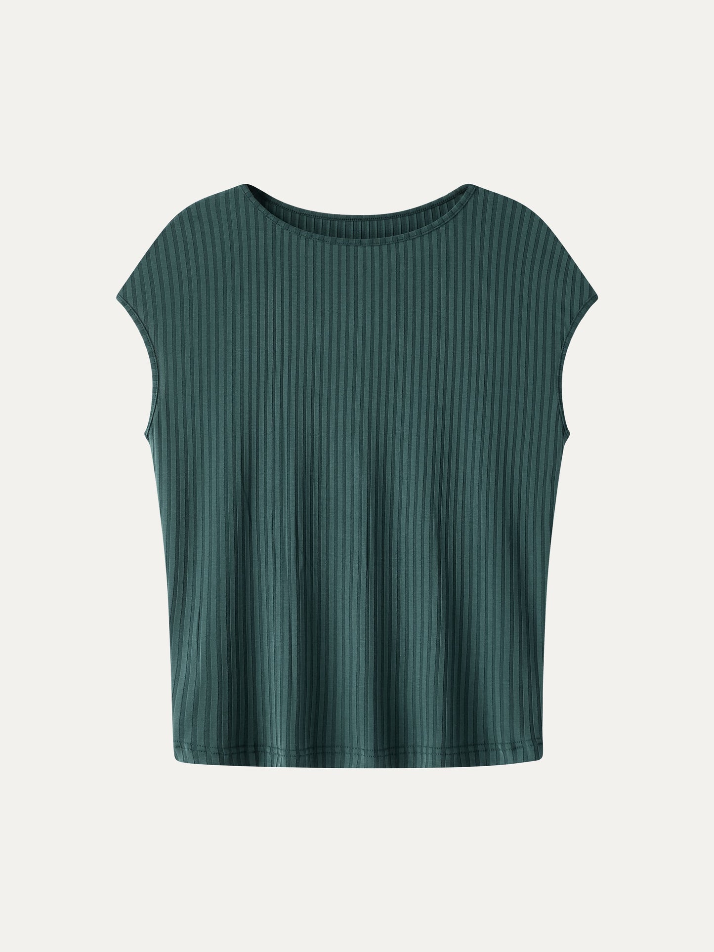 Wrinkle-Free Ultra-soft Boatneck Cap Sleeve Ribbed Top