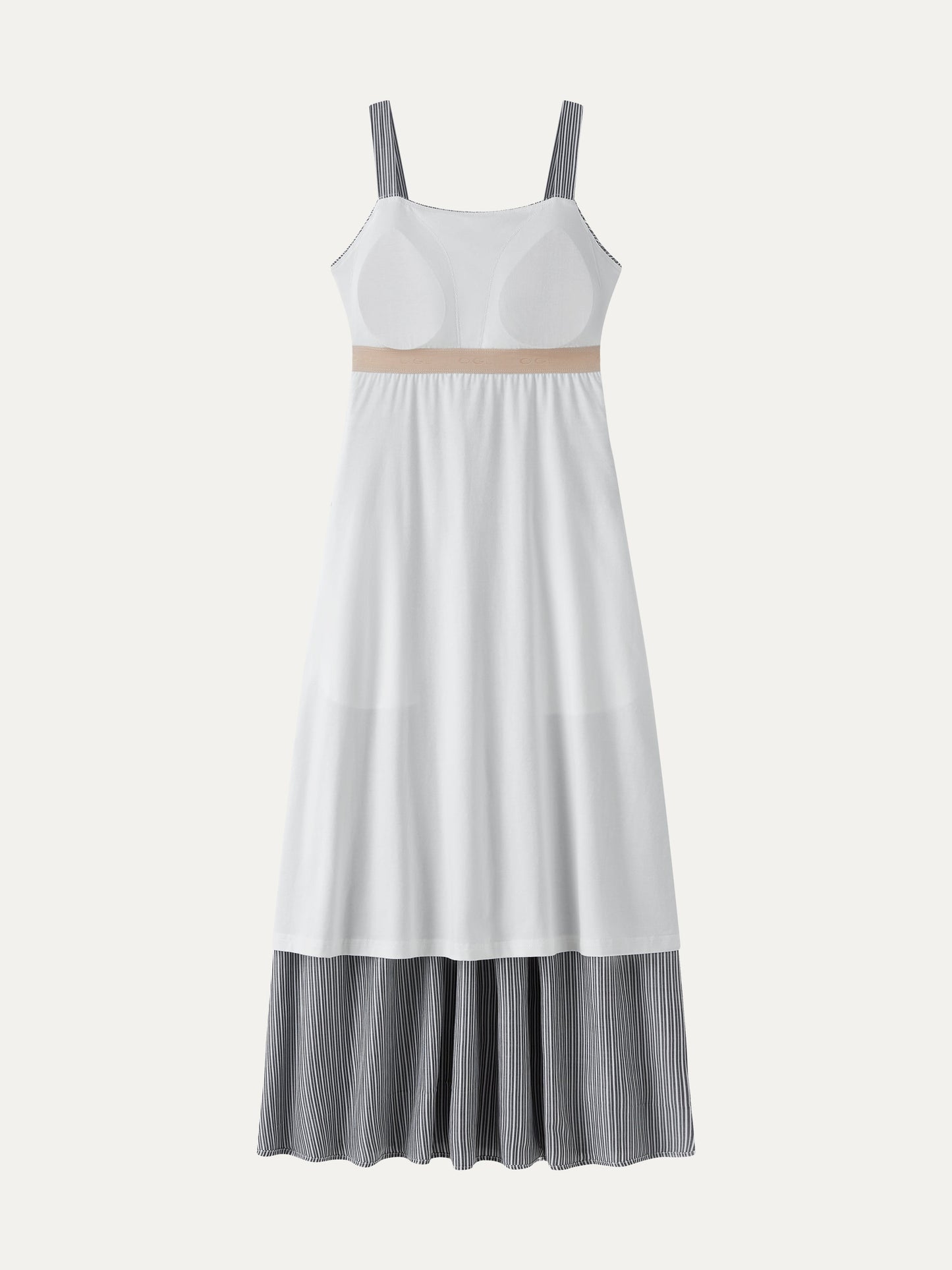 Striped Poplin Square Neck Smocked Midi Bra Dress
