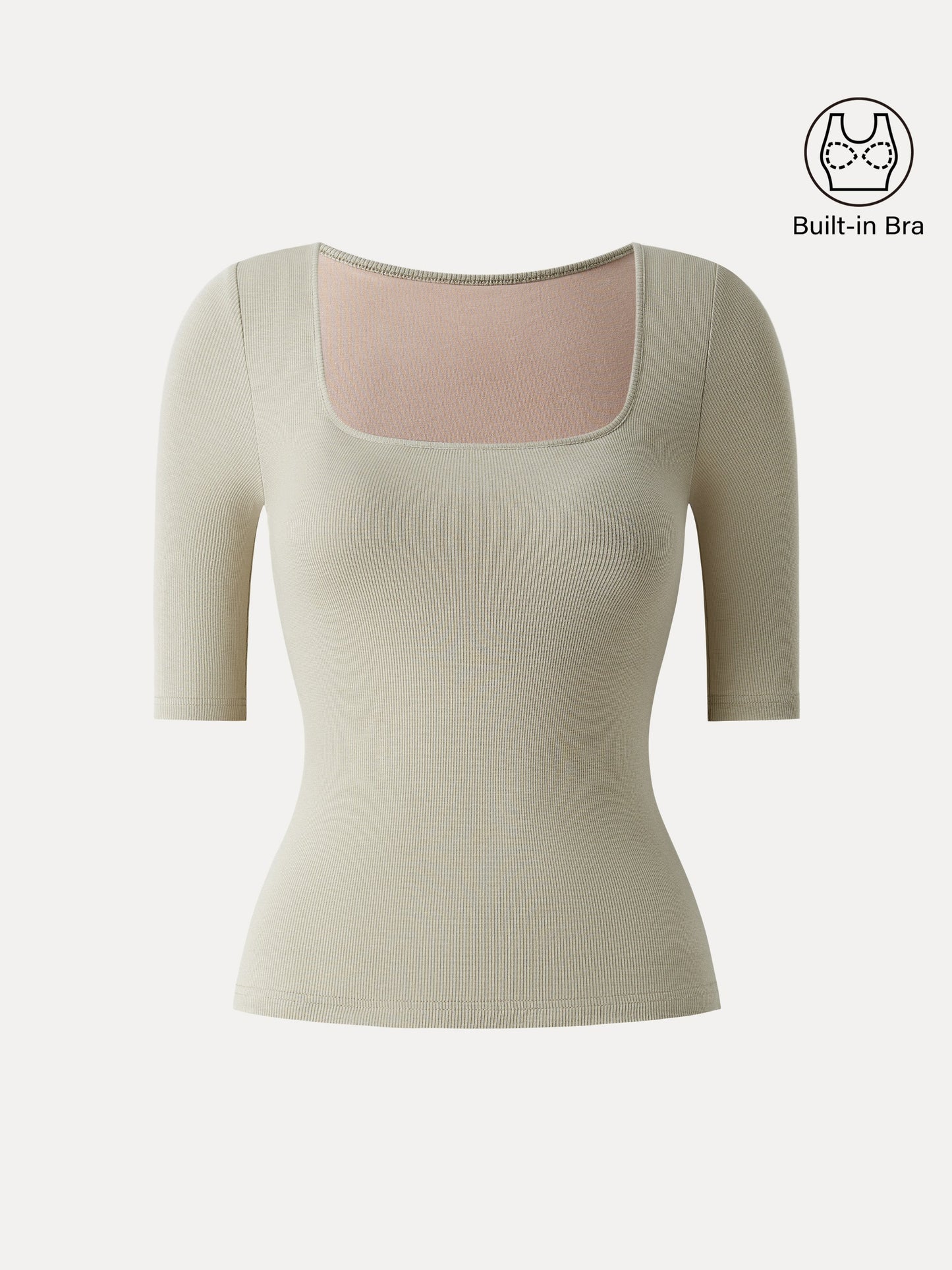 Top Essenziale in Cotone Elasticizzato a Collo Quadrato