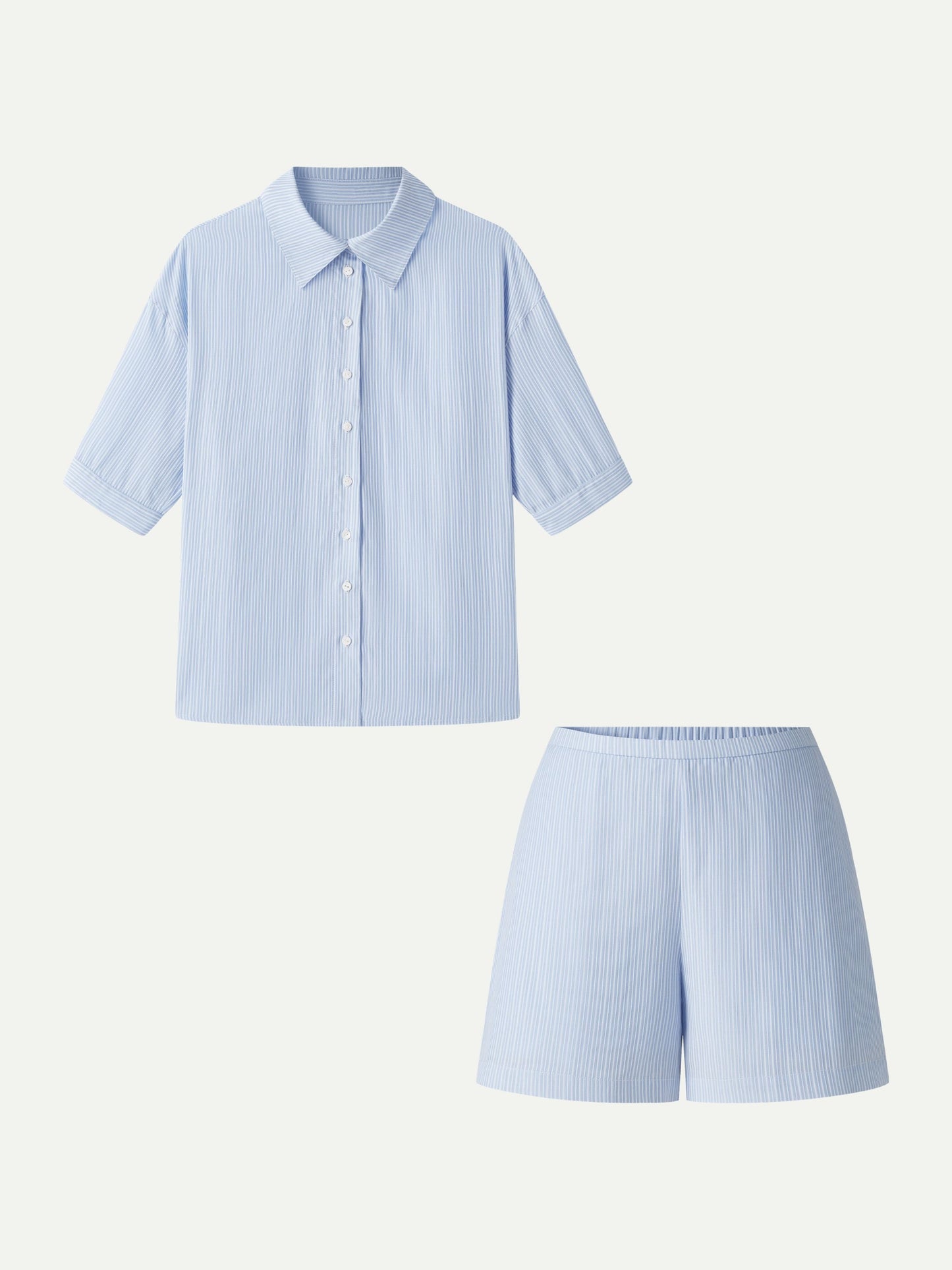 Set 2 Pezzi: Camicia con Collo e Shorts a Trapezio