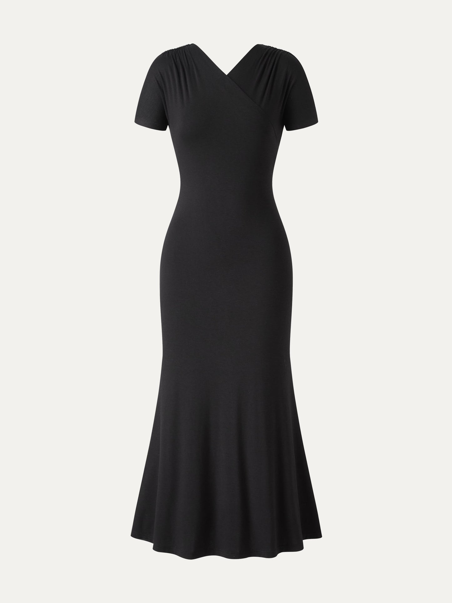 Surplice Short Sleeve Midi Dress