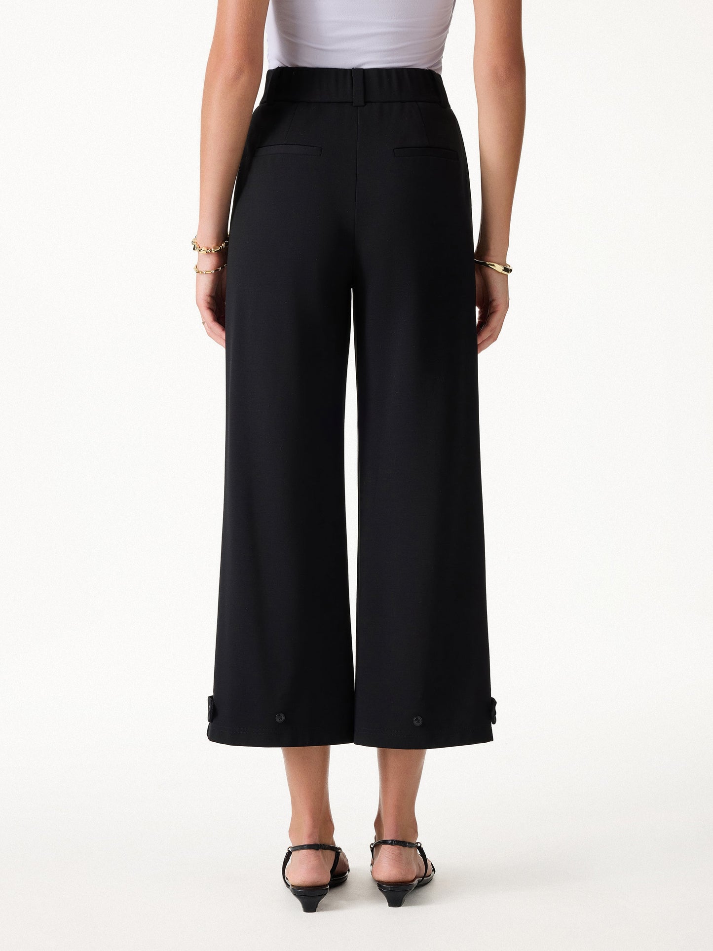 Ponte High-Rise Cropped Wide-Leg Pants with Pockets