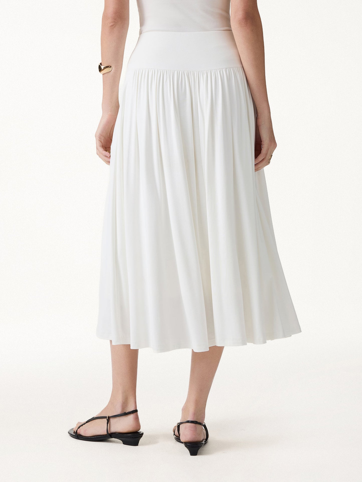 SkinKiss Mid Rise Gathered Midi Skirt with Pockets