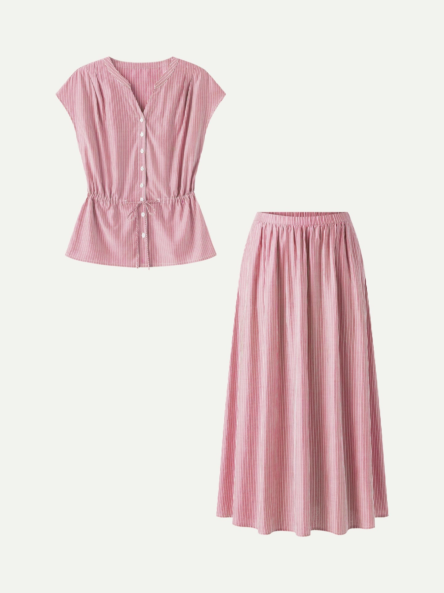 Set 2 Pezzi: Camicia in Popeline e Gonna Midi
