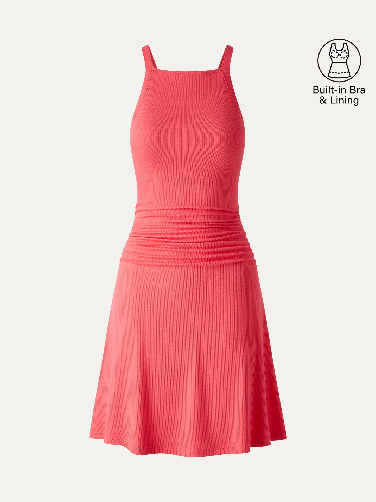 CoolTouch Square Neck Ruched Mini Bra Dress