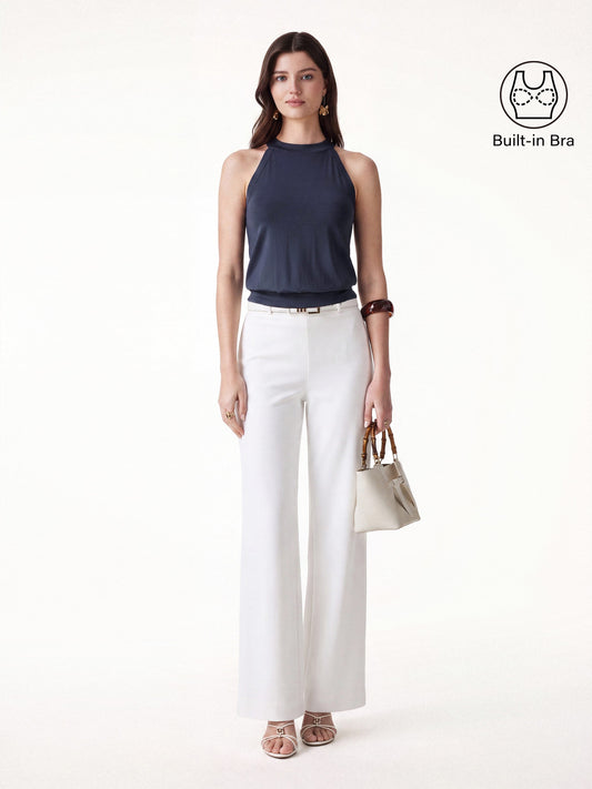 Set 2 Pezzi: Top Halter e Gonna Midi a Trapezio