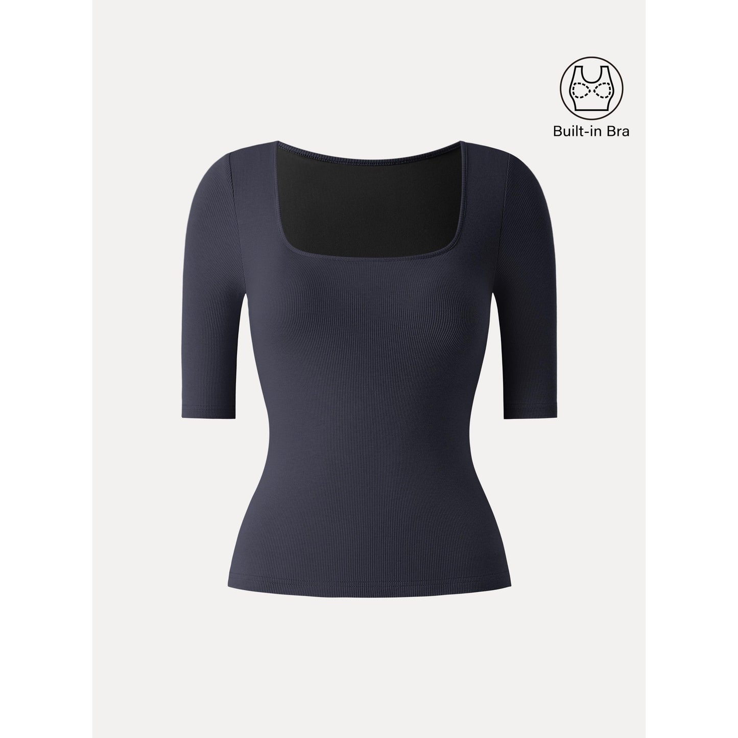 Top Essenziale in Cotone Elasticizzato a Collo Quadrato