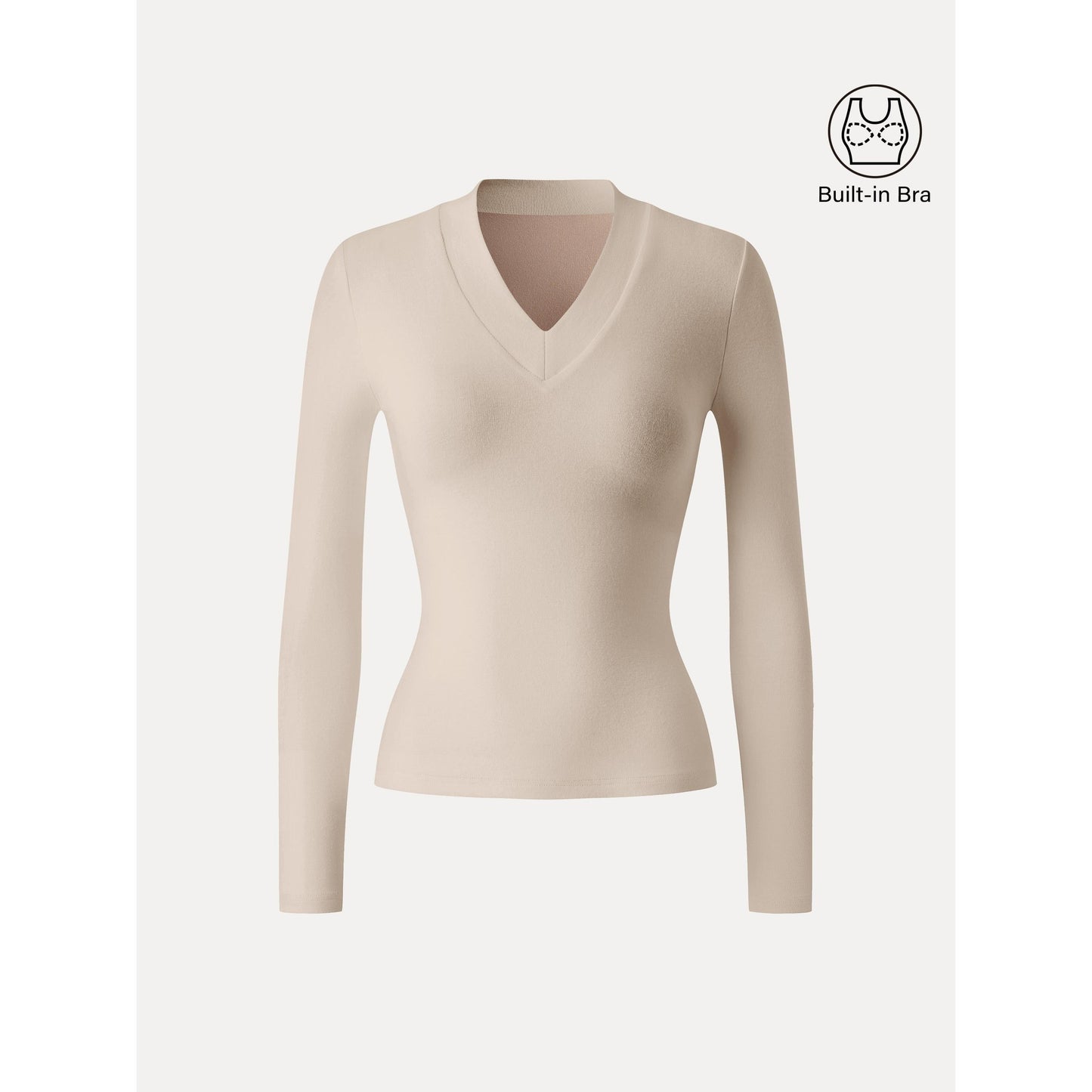 Top Essenziale a Collo a V con Bordo Largo Slanciante